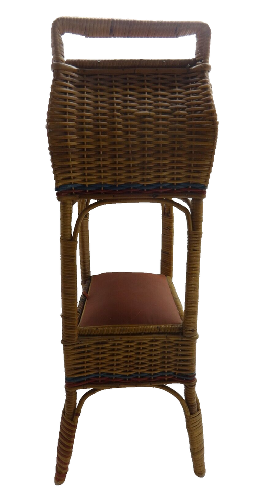 1920's Antique Wicker Double Sewing Basket Stand VERY RARE 34" Tall eBay