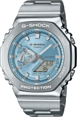 New CASIO G-Shock GM2110D-2A  Quartz Stainless Steel Blue Dial Watch In Box