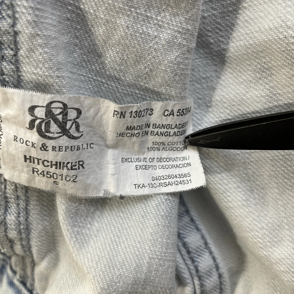 Chaqueta Jeans Rock & Republic Damas Talla S 34x21 Años 90 Lavado Ácido Denim Envejecido Foto 3 de 4
