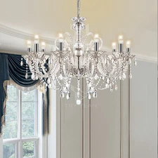 Elegant Crystal Glass Pendant Light 10 Light Chandelier Ceiling Fixture Lamp