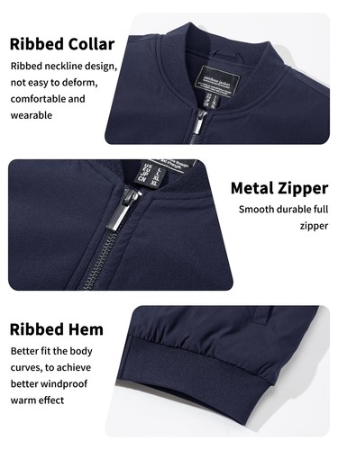 Para hombres Ropa deportiva con cremallera completa Chaqueta de bombardero acolchada térmica Abrigos de trabajo informales - Imagen 32 de 68