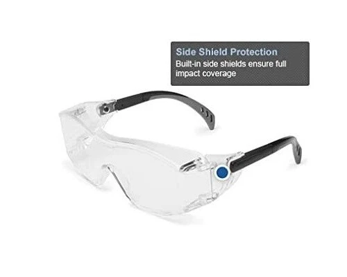 Gafas de seguridad transparentes sobre gafas laboratorio de trabajo al aire libre cubierta de protección ocular 2 1/par Foto 4 de 4