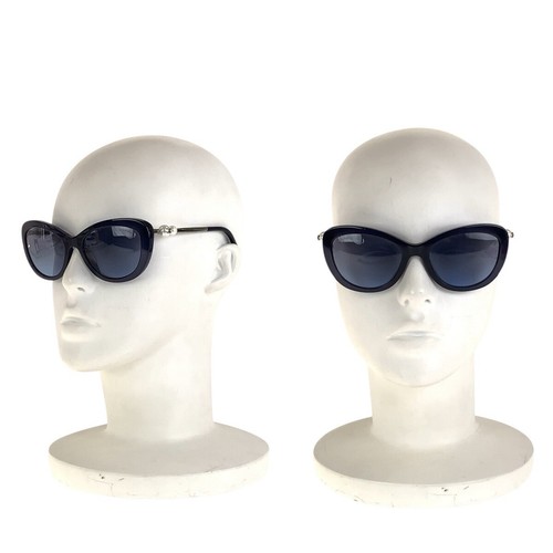 Lunettes de soldes soleil CHANEL COCO Mark 55□19 140 2N bleu marine argent matériel plastique/métal CC