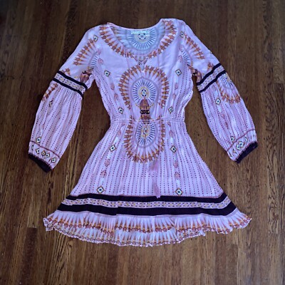 Chelsea Violet Pink Boho Fun Long Sleeve Gauzy Thin Flowy Mini