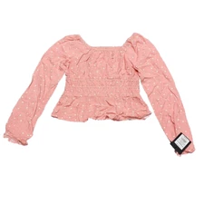 Art Class Girls Long Sleeves Ruched Waist Blouse Top Large Size 10/12 Coral Red