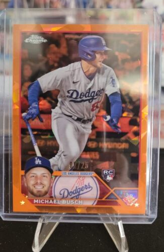 2023 Topps Chrome Update Sapphire Edition Orange 02/25 Michael Busch Rookie RC - Picture 1 of 3
