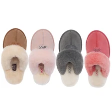 UGG Premium Ladies Scuff Women's Double Face Sheepskin Wool Non-slip Home Shoes