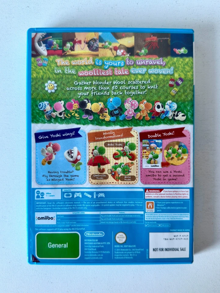 Yoshi's Woolly World Inc Artwork Nintendo Wii U Like New Mint Disc AU - Image 2 of 3
