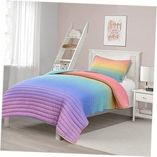 Rainbow Ombre Quilt Rainbow/Turquoise 2Pc Set Twin/Twinxl 2 Piece Twin/Twin-XL