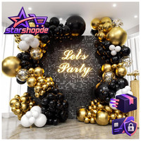 Luftballon Girlande Schwarz Gold 132Pcs Deko FüR Geburtstag, Hochzeit, Baby