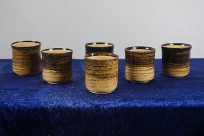 6er Set Steingut Studio Keramik Raki Becher Tassen 1970er Jahre Vintage