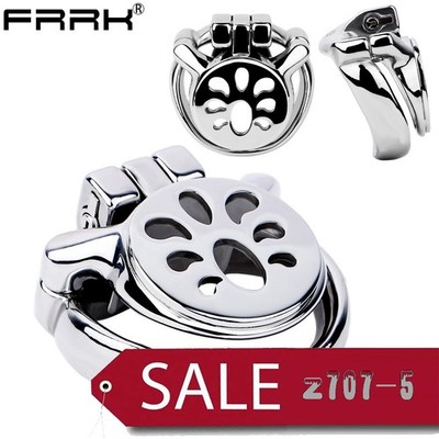 Sissy Male Flat Chastity Cage Stainless Steel Arc Ring Lock for Men