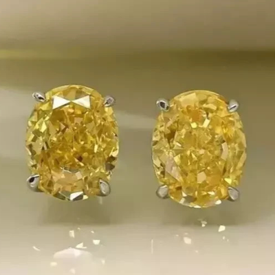 #ad #ad 4.00 Ct Certified Oval Cut Natural Yellow Diamond Studs VVS1 White Gold Finish $186.73