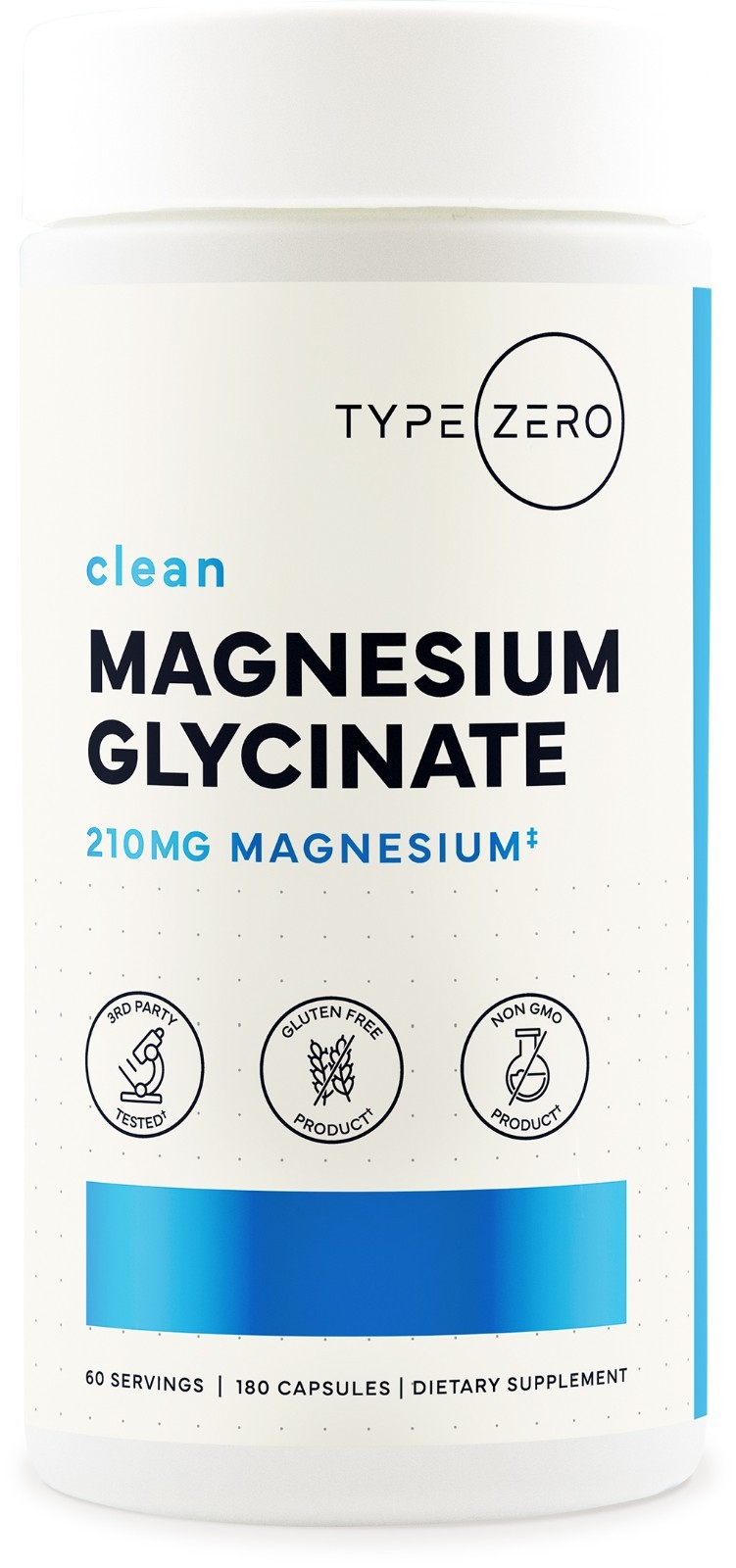 Type Zero Magnesium Glycinate 210mg 180 Capsules Pure Non-GMO Gluten Free 3290₽
