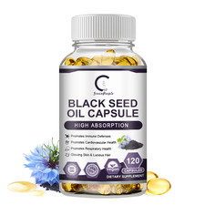 Black Seed Oil Capsules Pure Cold Pressed Natural Cumin Nigella Sativa Non GMO