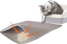 Cat Litter Mat Double Layer Non-Slip Odor-Free Litter Box Mat Washable for Floor