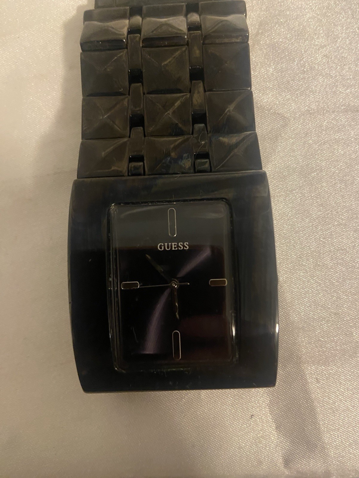 Vintage GUESS Black Studdeded Rectangular Metal W… - image 8