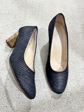 Gabor Navy Blue Faux Snakeskin Kimberley Courts Shoes Uk 4G