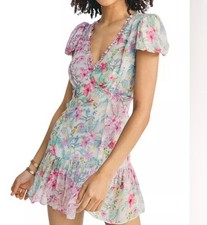 Loveshackfancy Floral chiffon Russ Dress Size 10 Feminine Cottage Fairy