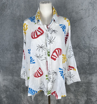 Dilemma New York Organic Cotton Boxy OS Art Abstract Tunic Blouse Lagenlook READ