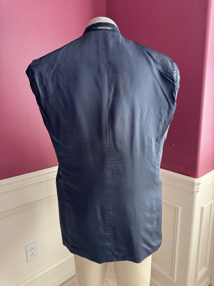 Vintage Chaps Ralph Lauren Double Breasted Pinstripe Suit Jacket ~42R - Image 4 of 4