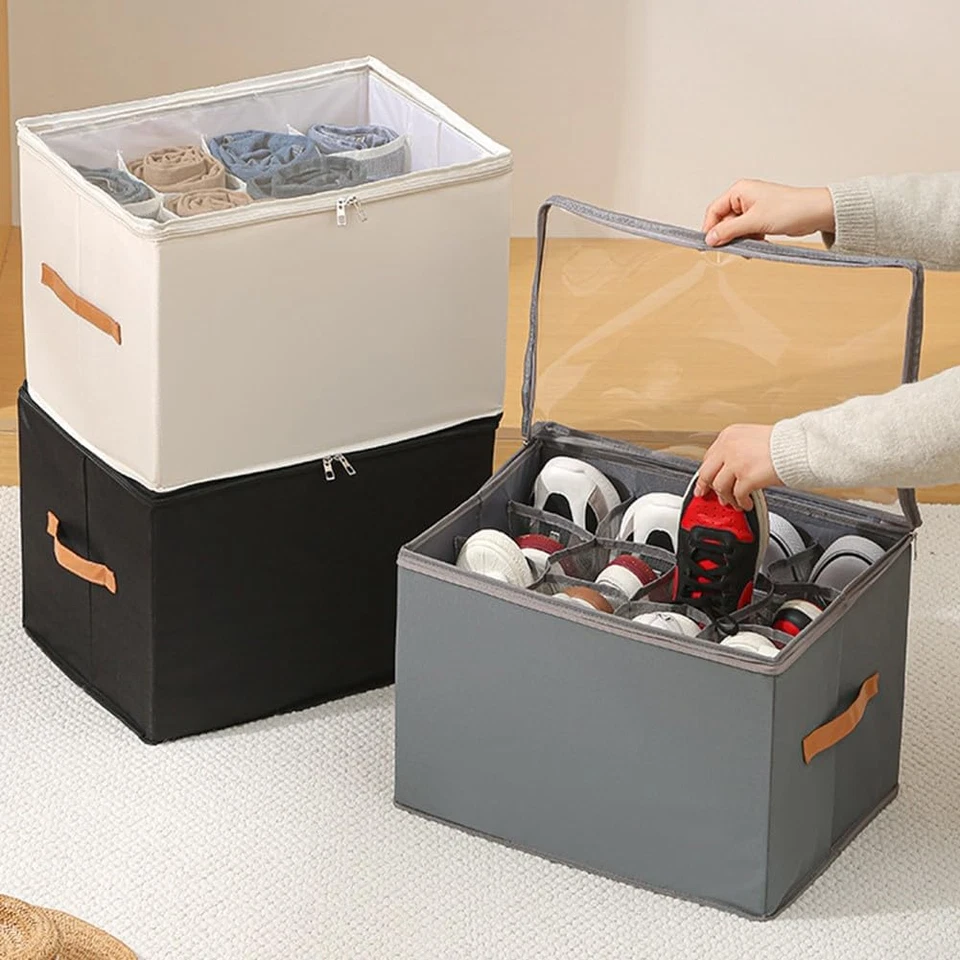 Contenitore per Scarpe in Tessuto Con 16 Divisori Regolabili per Organizzare Le  - Immagine 4 di 4