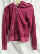Juicy Couture Pink Velour Track Hooded Jacket Size Large Vintage Y2K
