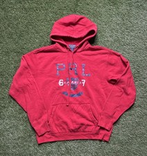 Vintage Polo Jeans Company Ralph Lauren PRL Red Pullover Hoodie Sweatshirt Sz M