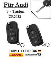 2x Klappschlüssel Gehäuse für Audi - Akku CR2032 - 3-Tasten Fernbedienung KS07
