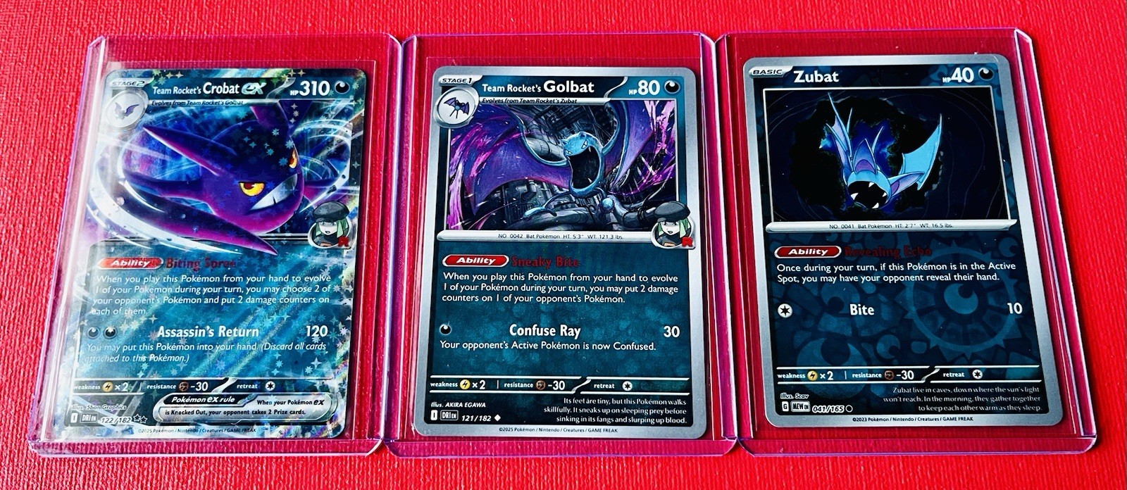 Destined Rivals Pokemon Cards: Team Rocket's Crobat EX, Golbat & Zubat 120-122
