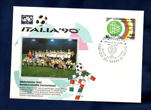 ITALY 1990 FOOTBALL WORLD CHAMPIONS IN ENVELOPE FIRST DAY