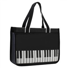 Piano Key Pattern Shoulder Bag,Music Tote Handbag,Nylon Large, Black keyboard
