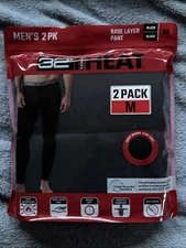 32 Degrees Men's Heat Stretch Quick-Dry Base Layer Pant 2-Pack, Black, Size M