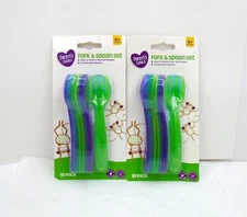 Baby Feeding Fork & Spoon Set, Multicolor, 9+ Months, 10 Ct Lot of 2