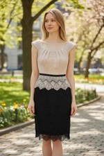 Maggy London Sz 4 Floral Lace Elegant Cocktail Work Dress Sleeveless Boat Neck