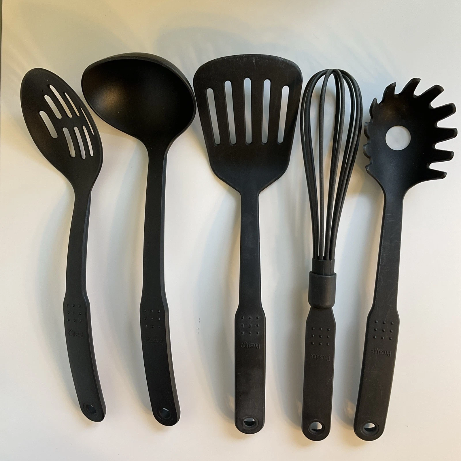 Prestige 5 Pc Black Nylon/Plastic Utensils Spatula, Spoons, Whisk, Ladle