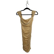 Windsor NWT Tan Ruched Sleeveless Ultra Mini Bodycon Dress Small Women’s