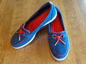 red white and blue canvas shoes