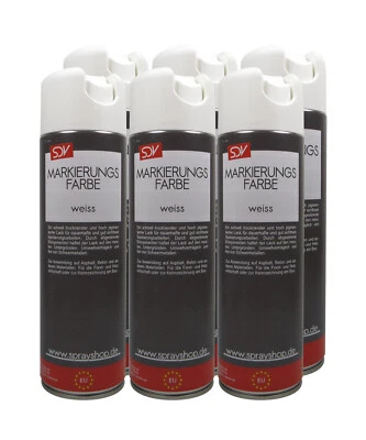 SDV CHEMIE 6x Markierungsfarbe Markier Spray Forstspray Signierfarbe weiss 500ml
