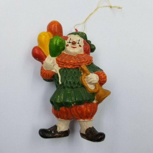 Set of 3 Plastic CLOWN 4 Inch Hanging Holiday Christmas Tree Ornaments. Used - Foto 4 di 5