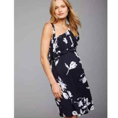 Pietro Brunelli One Shoulder Maternity Dress Black Floral Size Small New