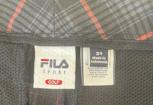 Pantalones cortos de golf Fila Sport para hombre talla 34 a cuadros a rayas negros rojos - Imagen 8 de 10