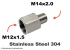 M12x1.5 Female to M14x2.0 Male Stainless Sensor Adaptor Fittings Conversion