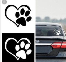 PAW PRINT HEART Die cut Vinyl Decal - Car Window Sticker PUPPY I LOVE MY DOG