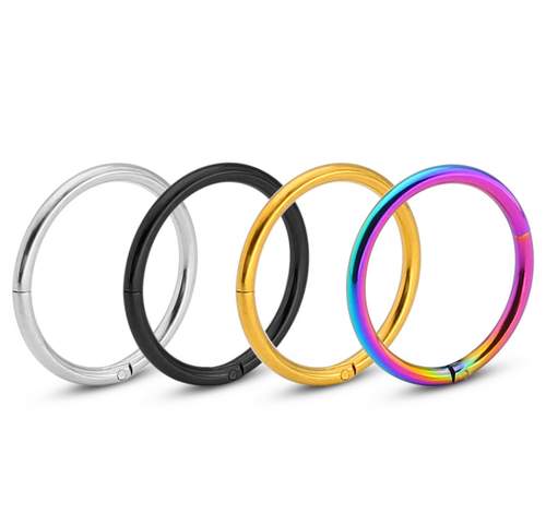 1Pc Seamless Hinged Segment Sleeper Clicker Ring Hoop Ear Lip Nose Septum Pierce - Picture 2 of 18