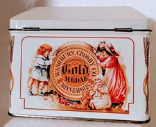 Vintage Washburn's Gold Medal Flour Metal Recipe Box Tin 