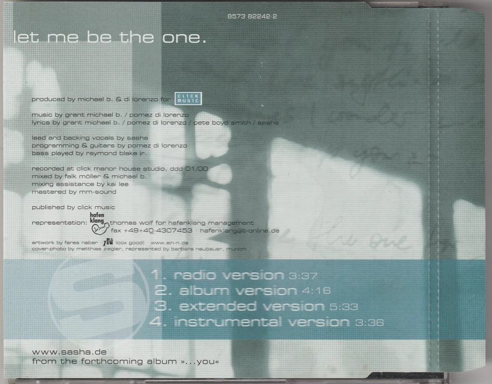 Sasha - Let me be the one (2000) [4 Track Maxi-CD] - Bild 2 von 2