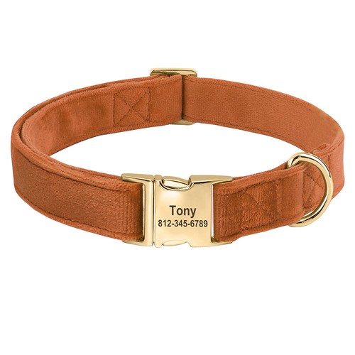 Soft Fleece Personalized Dog Collar Pet Puppy Name ID Tag Metal Buckle Engraved - Picture 21 of 22