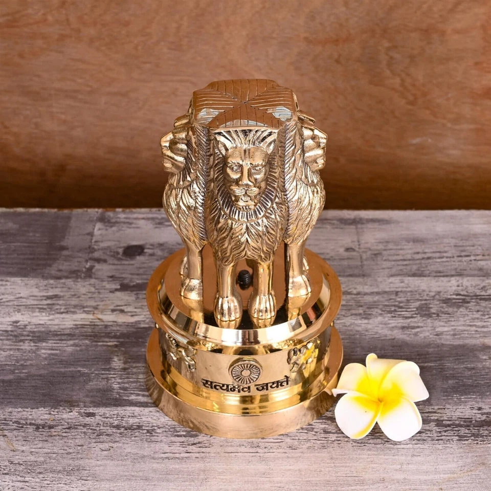 Pilar Ashoka de latón hecho a mano símbolo de paz y unidad - decorativo de 7 pulgadas Foto 2 de 3