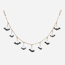 180 Degrees Black Metal Halloween Bats on Jute String 66" Long Halloween Garland